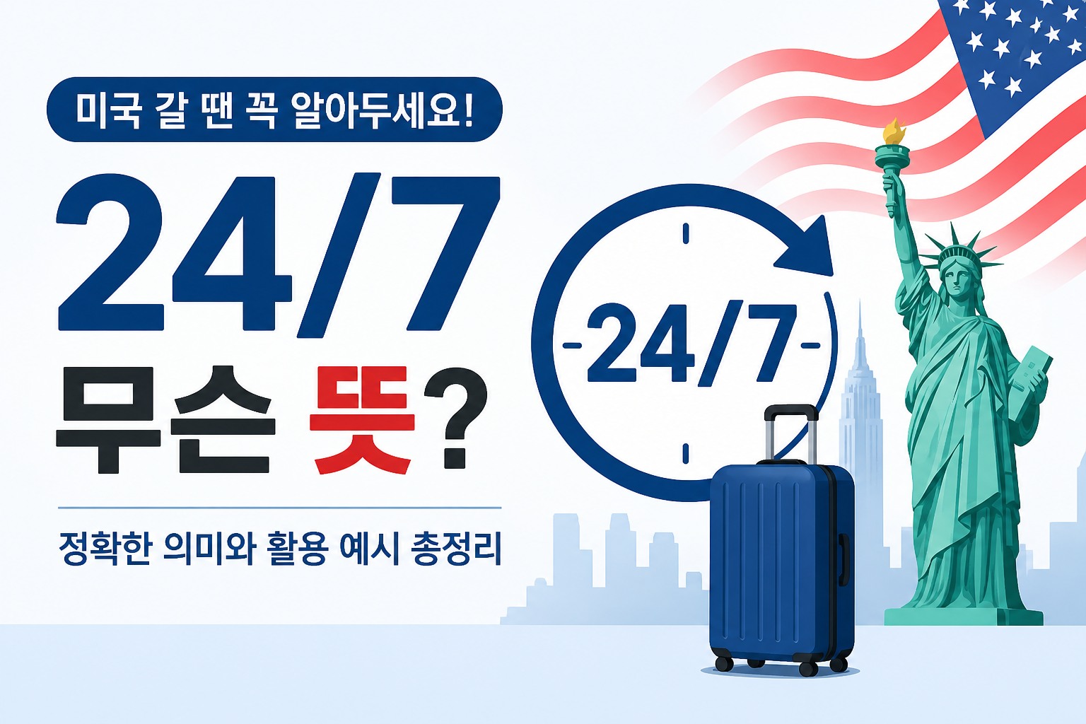 미국 갈 때 꼭 알아두세요 ’24/7′ 뜻